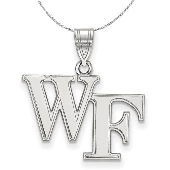 Sterling Silver Wake Forest U. Md 'WF' Pendant Necklace - 20 Inch